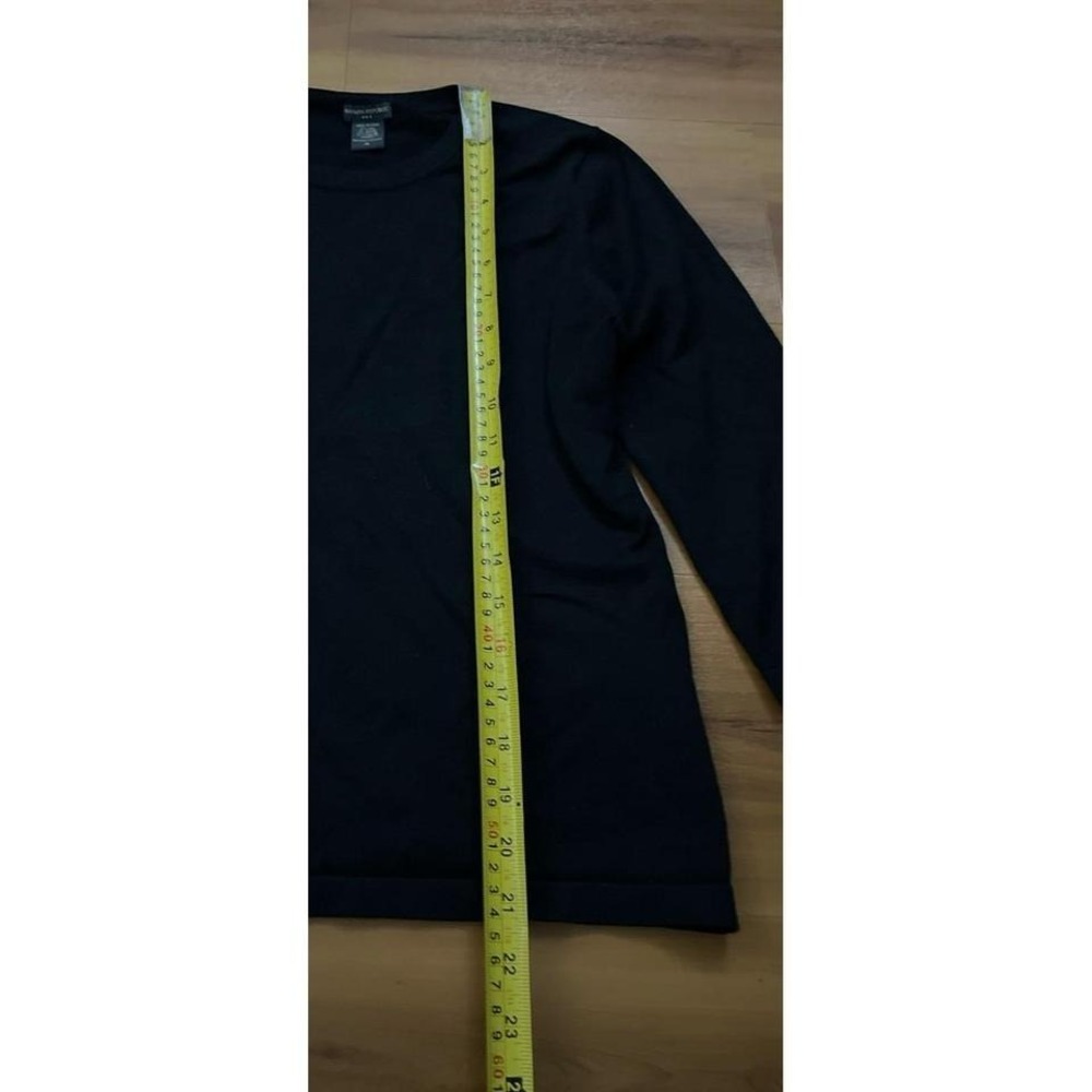 Banana Republic Silk Blend Solid Black Stretch Minimalist‎ 3/4 Sleeve Sweater - Picture 3 of 6